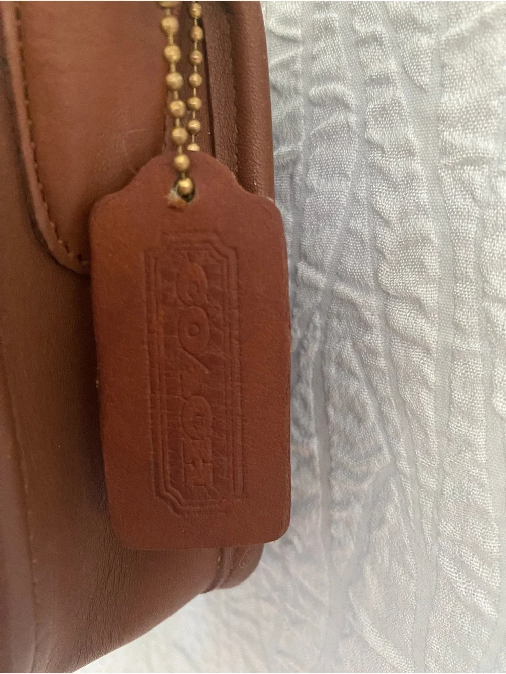 Coach Vintage Penny Pocket  Bag Tan Leather Crossbody Shoulder  Turnlock USA